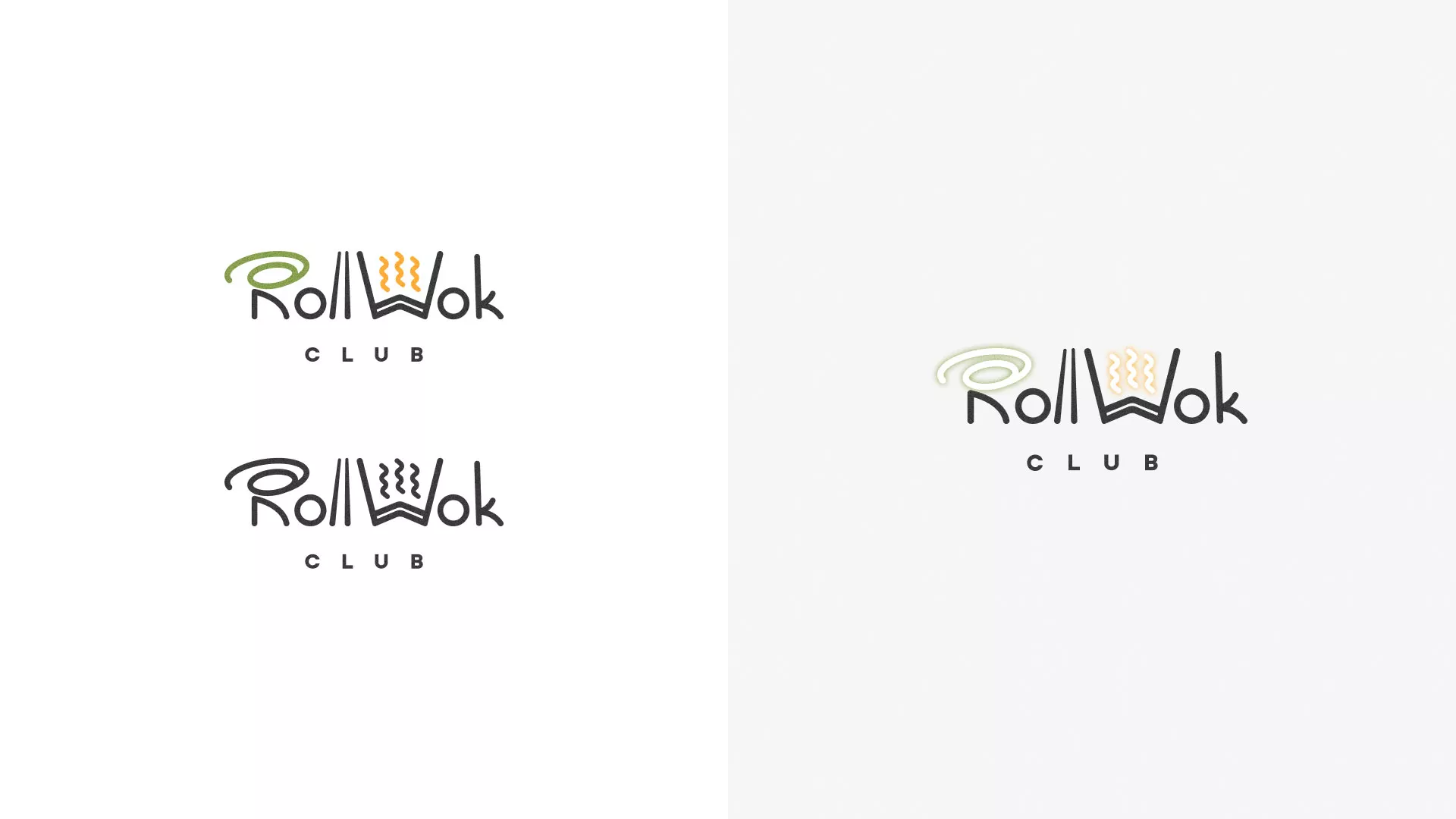 Разработка логотипа и фирменного стиля суши-бара «Roll Wok Club» в Аше