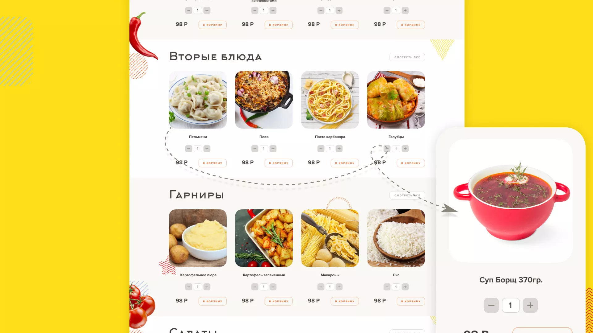 Разработка сайта кафе-столовой «Суп-Мясо-Салат» в Аше